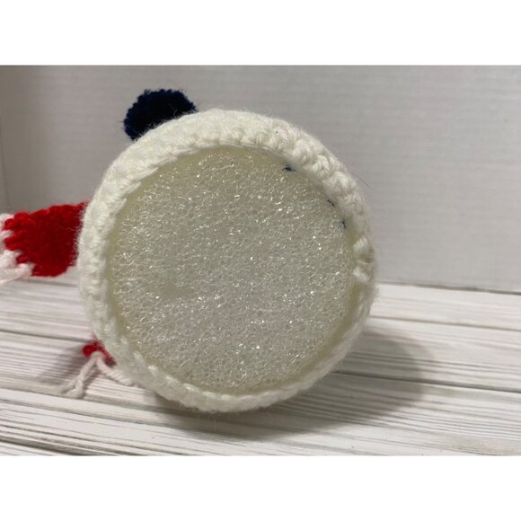Handmade Crochet Snowman With Santa Hat & Scarf Decoration 8" - Picture 5 of 5
